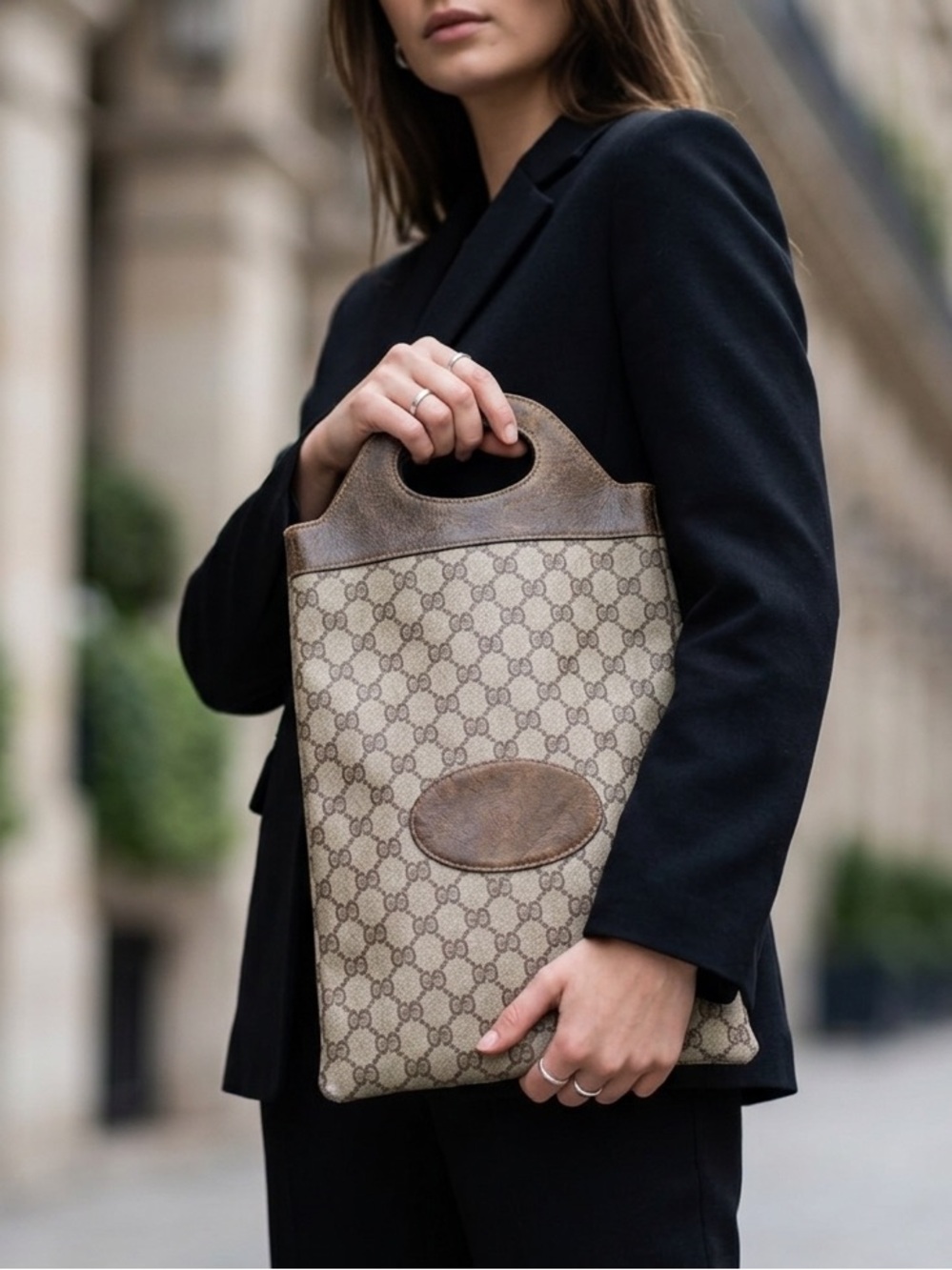Gucci Italy Leather-Trim Tote - Picture 2 of 11